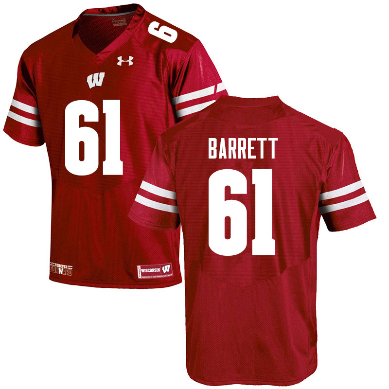 Wisconsin Badgers Men's #61 Dylan Barrett NCAA Under Armour Authentic Red College Stitched Football Jersey BO40P17TA